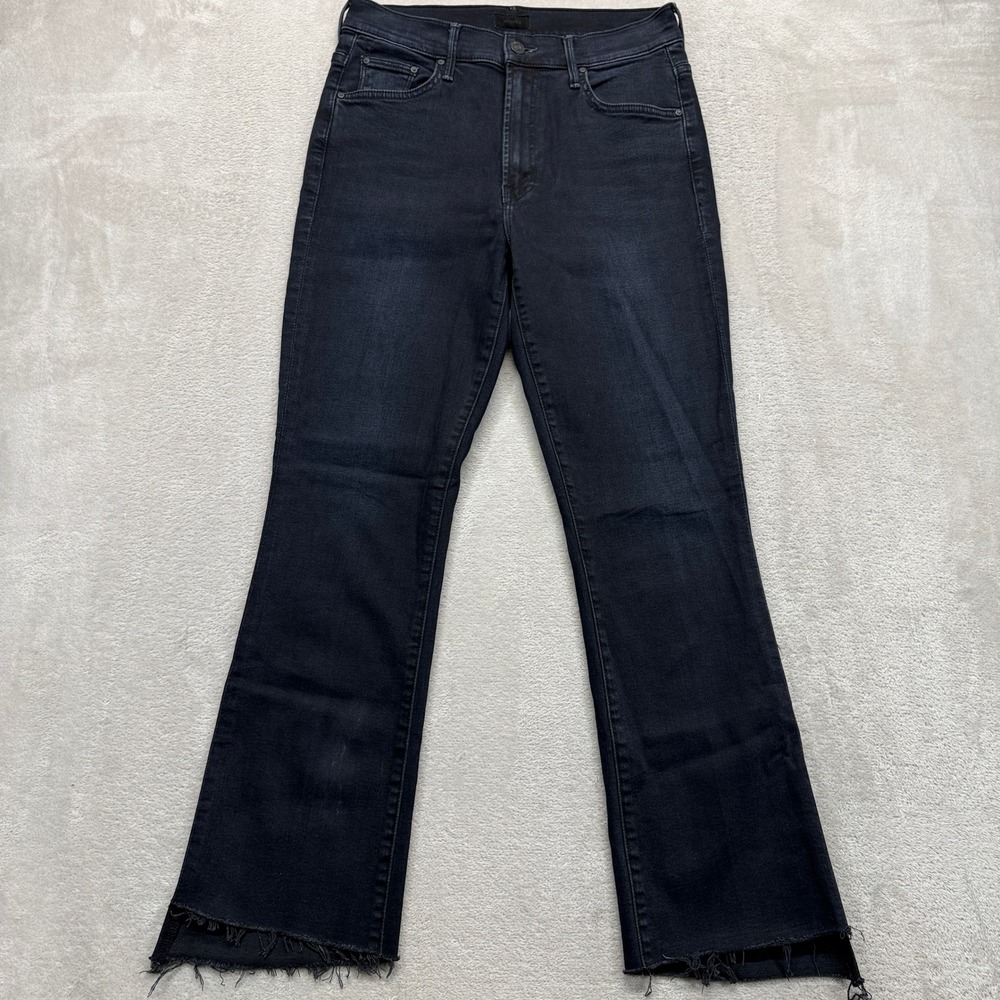 MOTHER Black Cropped Flare Jeans